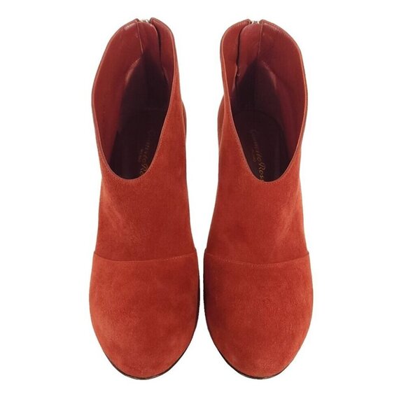 Gianvito Rossi Vamp Suede Ankle Boot Size 37.5 US 7.5 Burgundy Red Heels $895 - Picture 3 of 10